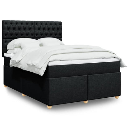 Giroletto a Molle con Materasso Nero 140x200 cm in Tessuto