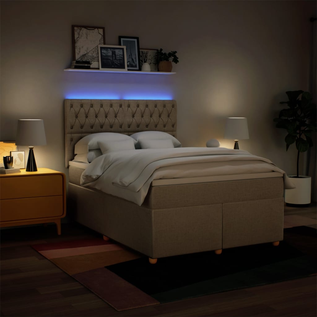 Giroletto a Molle con Materasso Crema 140x200 cm in Tessuto - homemem39