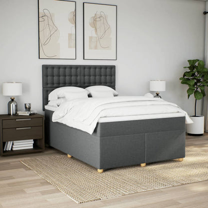 Giroletto a Molle con Materasso Grigio Scuro 140x200cm Tessuto