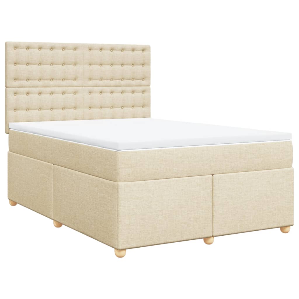 Giroletto a Molle con Materasso Crema 140x200 cm in Tessuto | homemem39