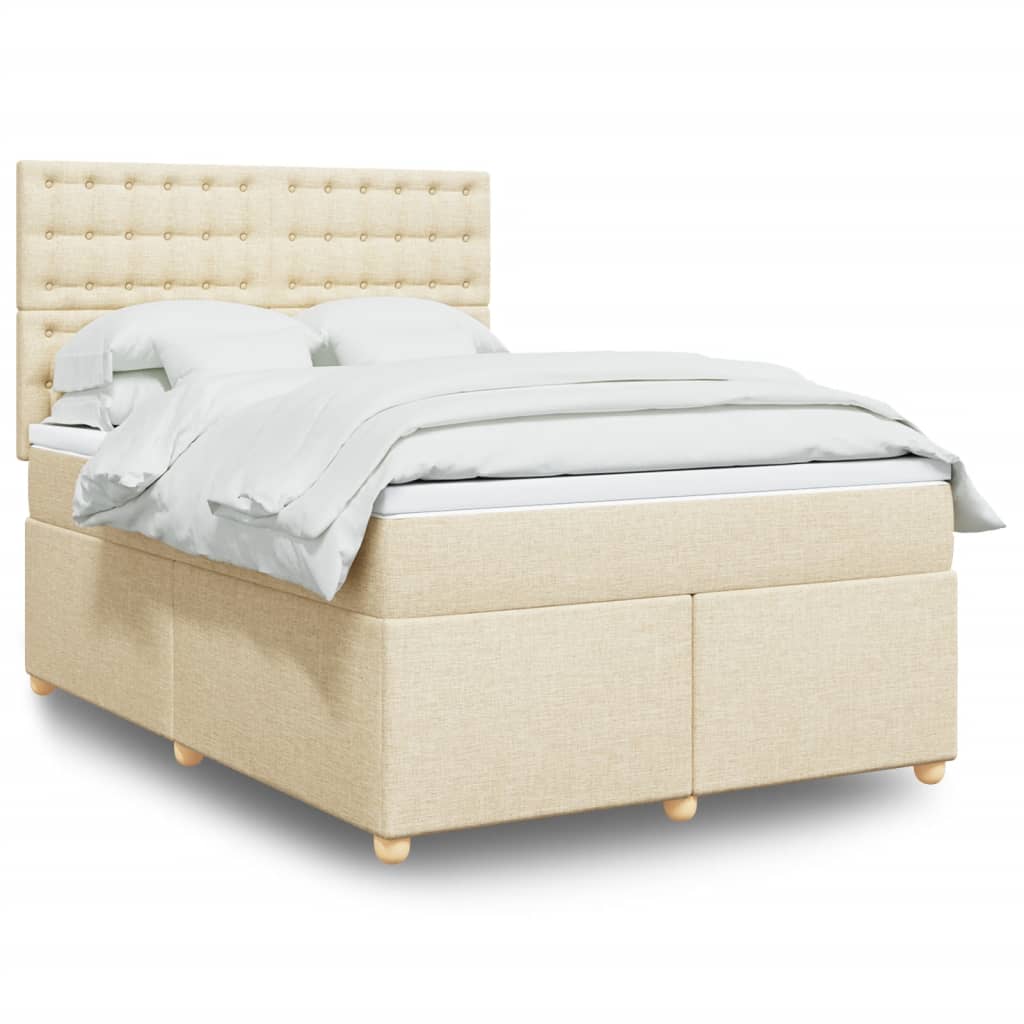 Giroletto a Molle con Materasso Crema 140x200 cm in Tessuto