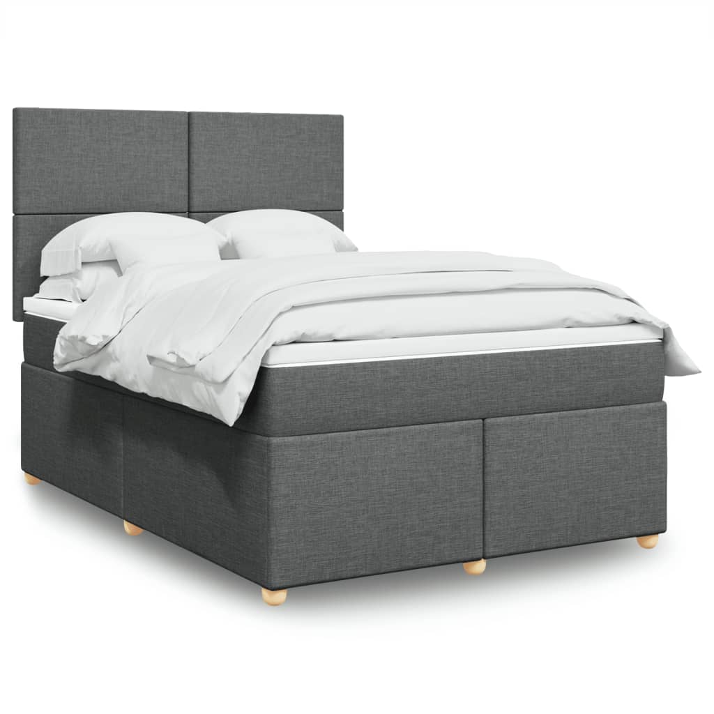 Giroletto a Molle con Materasso Grigio Scuro 160x200 cm Tessuto