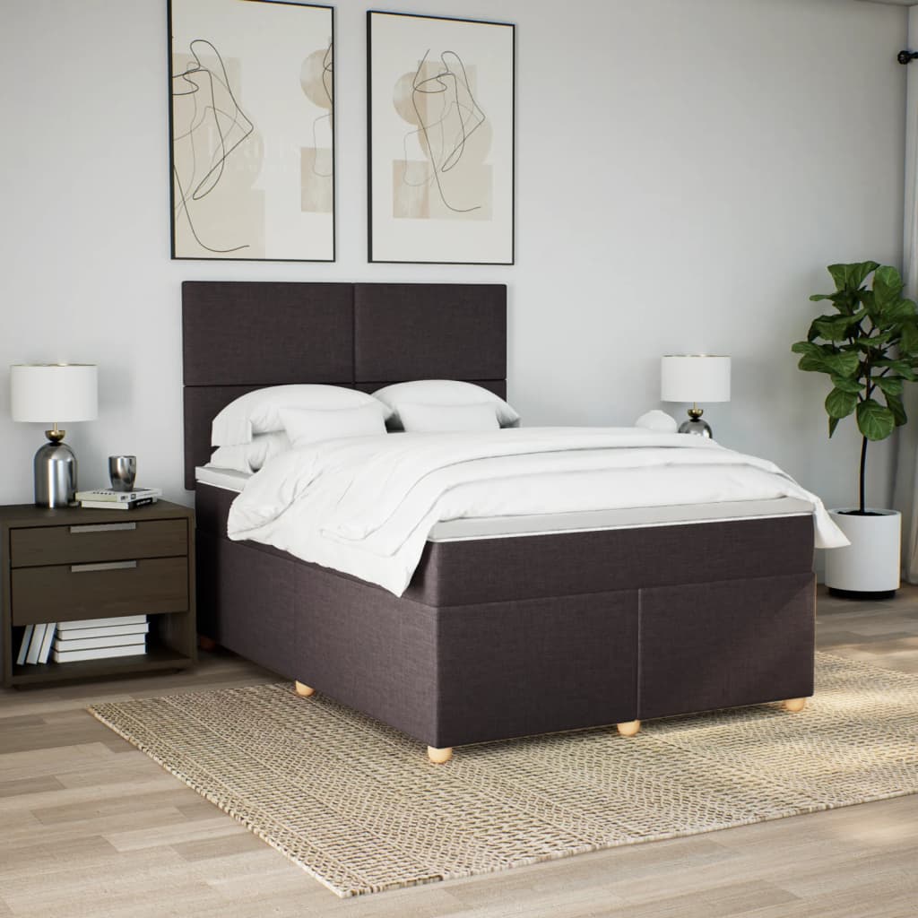 Giroletto a Molle con Materasso Marrone Scuro 160x200cm Tessuto
