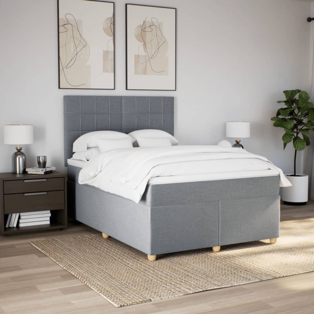 Giroletto a Molle con Materasso Grigio Chiaro 160x200cm Tessuto