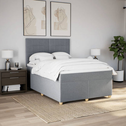Giroletto a Molle con Materasso Grigio Chiaro 160x200cm Tessuto