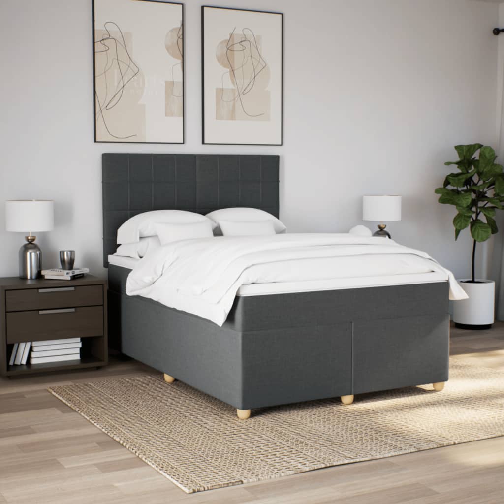 Giroletto a Molle con Materasso Grigio Scuro 160x200 cm Tessuto