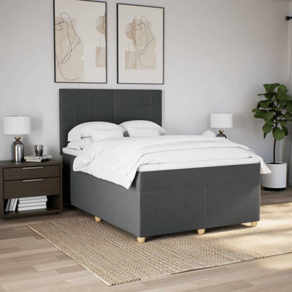 Giroletto a Molle con Materasso Grigio Scuro 160x200 cm Tessuto