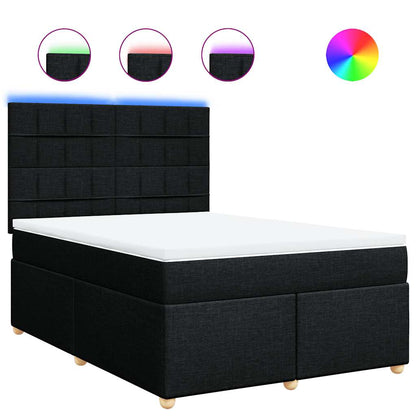 Giroletto a Molle con Materasso Nero 160x200 cm in Tessuto