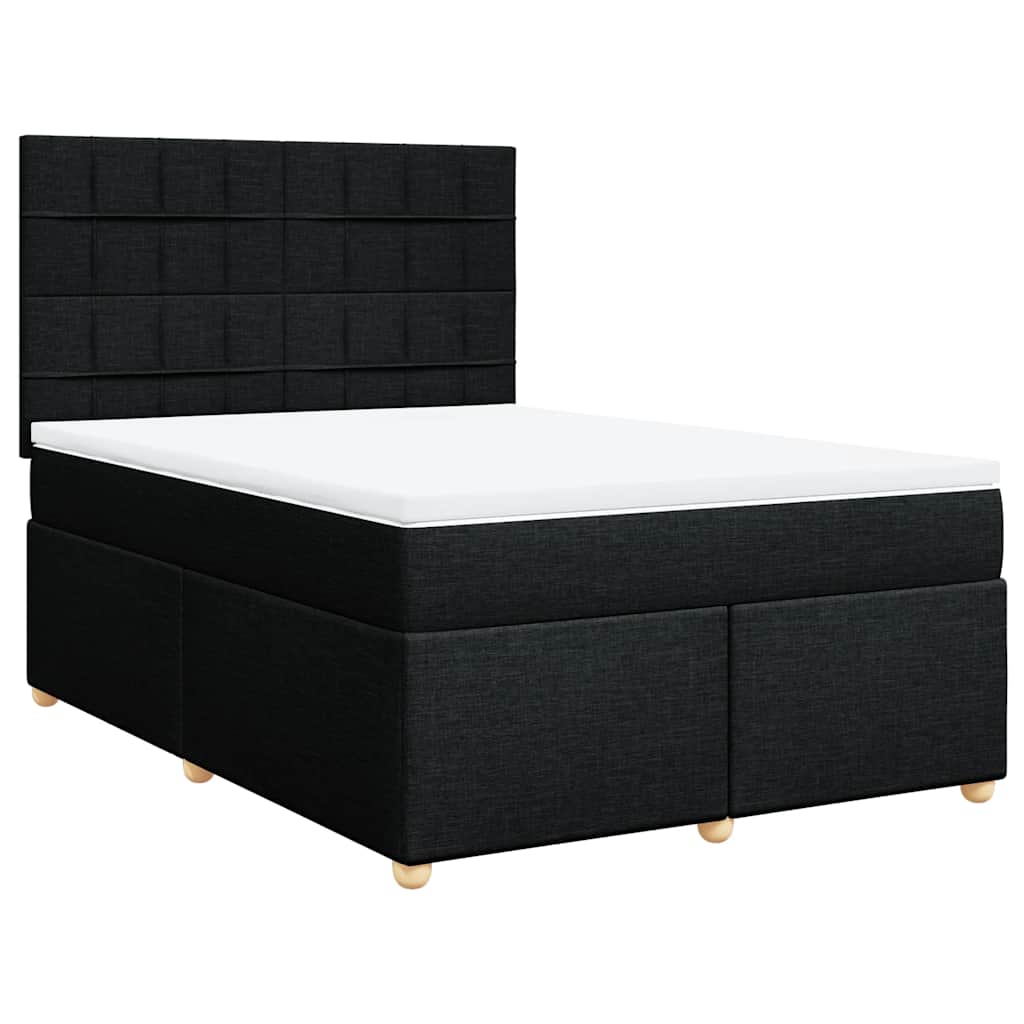 Giroletto a Molle con Materasso Nero 160x200 cm in Tessuto