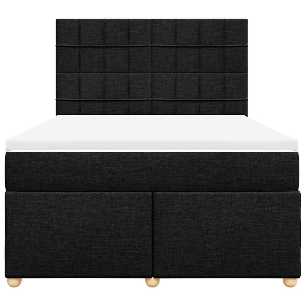 Giroletto a Molle con Materasso Nero 160x200 cm in Tessuto