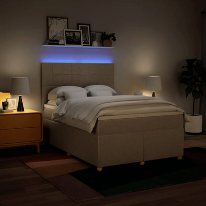 Giroletto a Molle con Materasso Crema 160x200 cm in Tessuto - homemem39