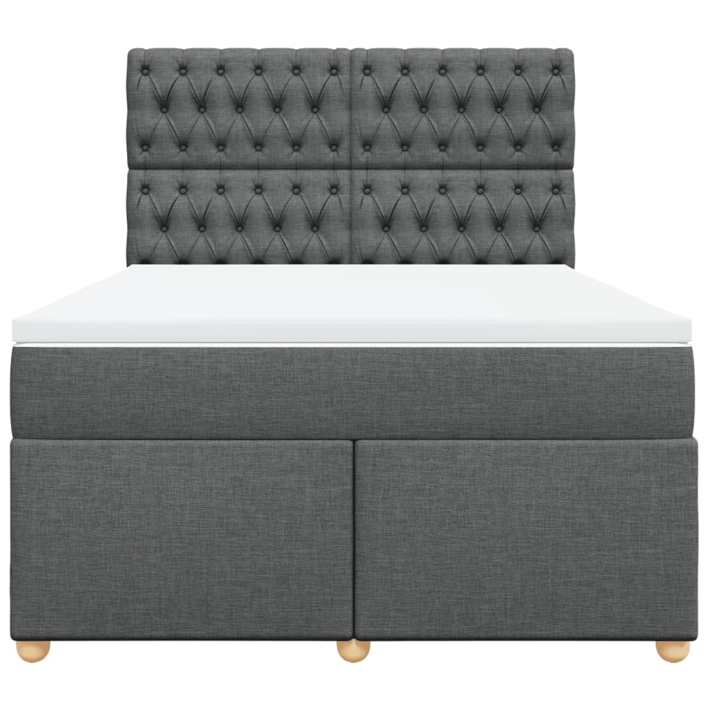 Giroletto a Molle con Materasso Grigio Scuro 160x200 cm Tessuto