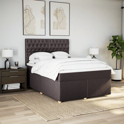 Giroletto a Molle con Materasso Marrone Scuro 160x200cm Tessuto