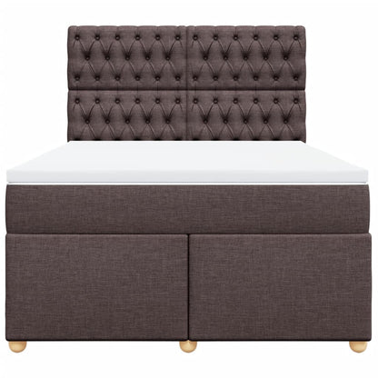 Giroletto a Molle con Materasso Marrone Scuro 160x200cm Tessuto