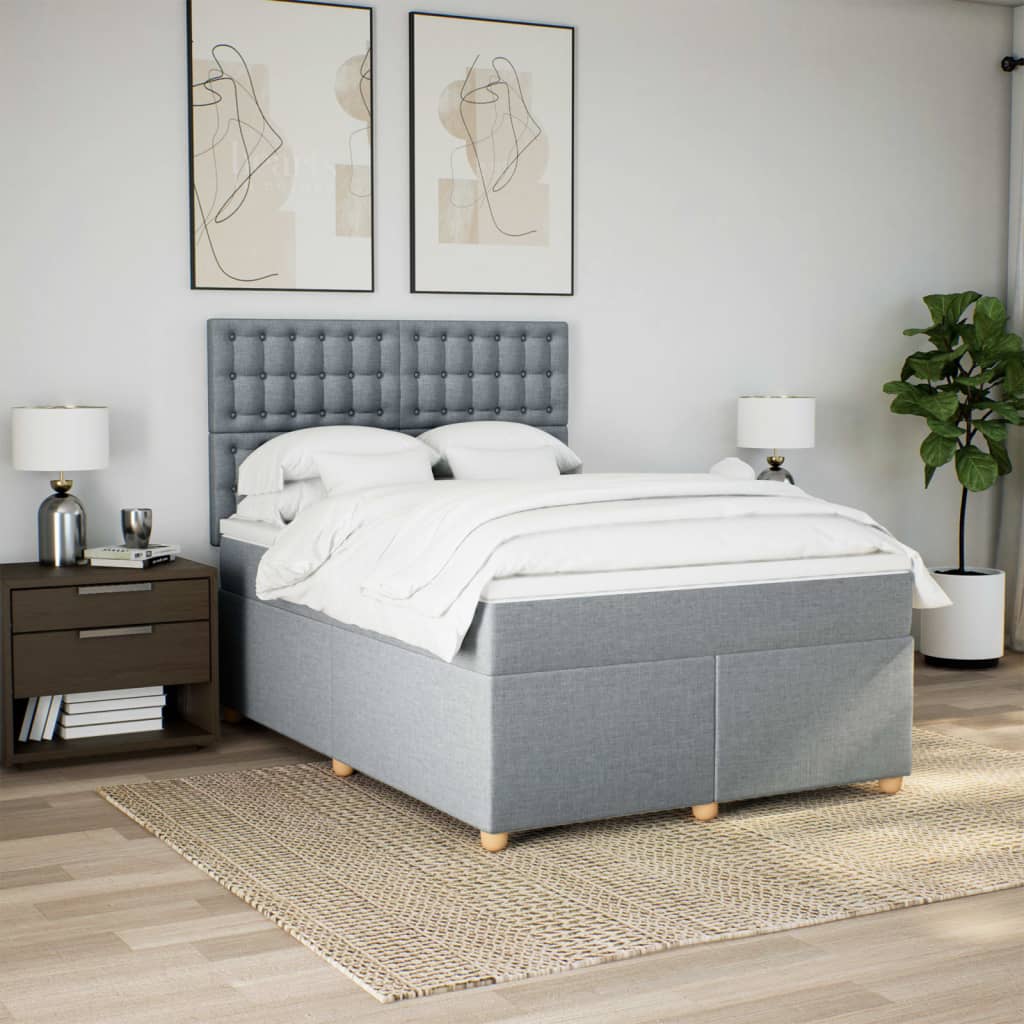 Giroletto a Molle con Materasso Grigio Chiaro 160x200cm Tessuto