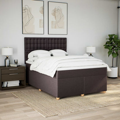 Giroletto a Molle con Materasso Marrone Scuro 160x200cm Tessuto