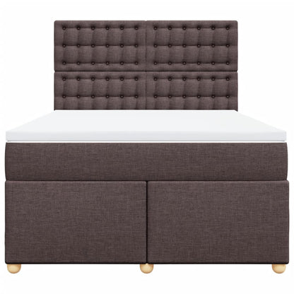 Giroletto a Molle con Materasso Marrone Scuro 160x200cm Tessuto