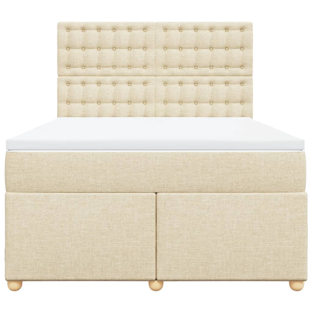 Giroletto a Molle con Materasso Crema 160x200 cm in Tessuto