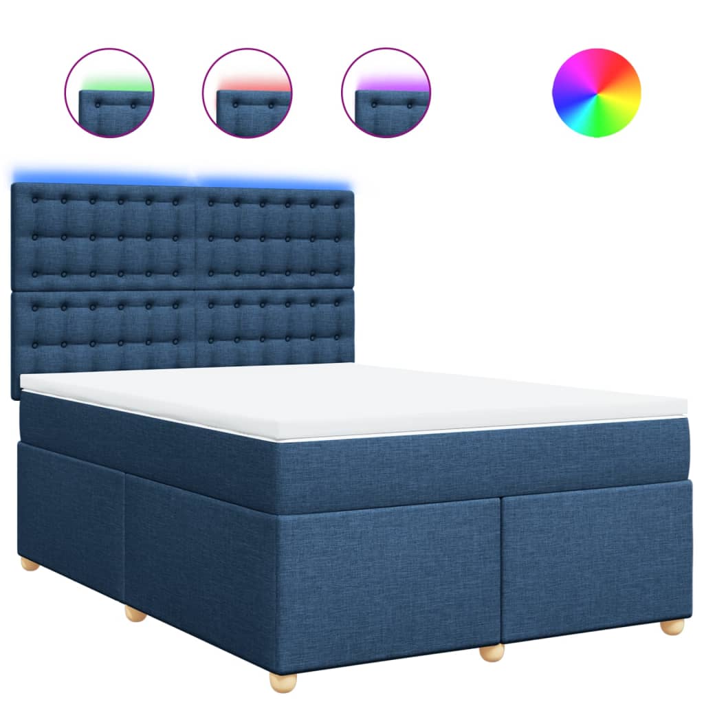 Giroletto a Molle con Materasso Blu 160x200 cm in Tessuto | homemem39