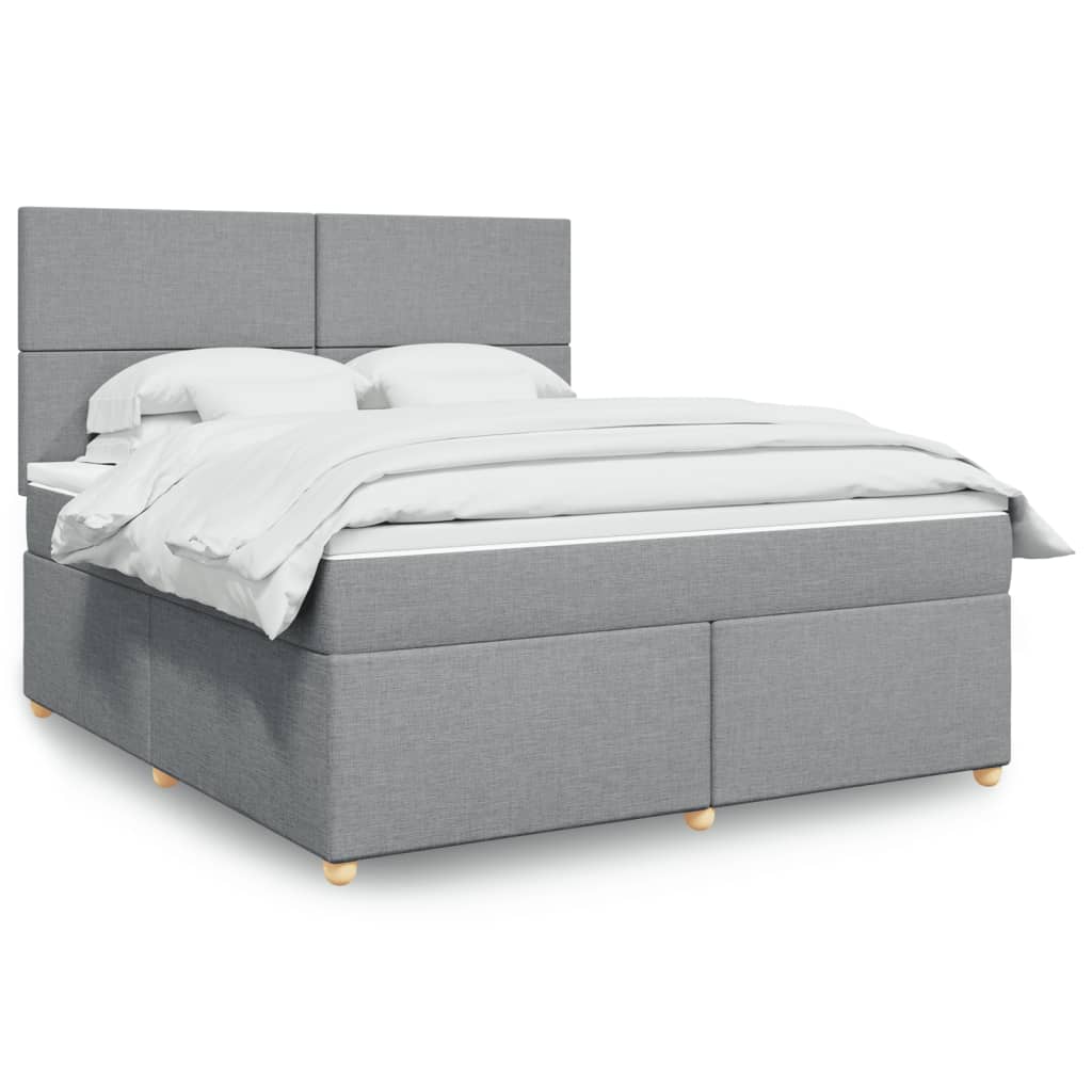 Giroletto a Molle con Materasso Grigio Chiaro180x200 cm Tessuto