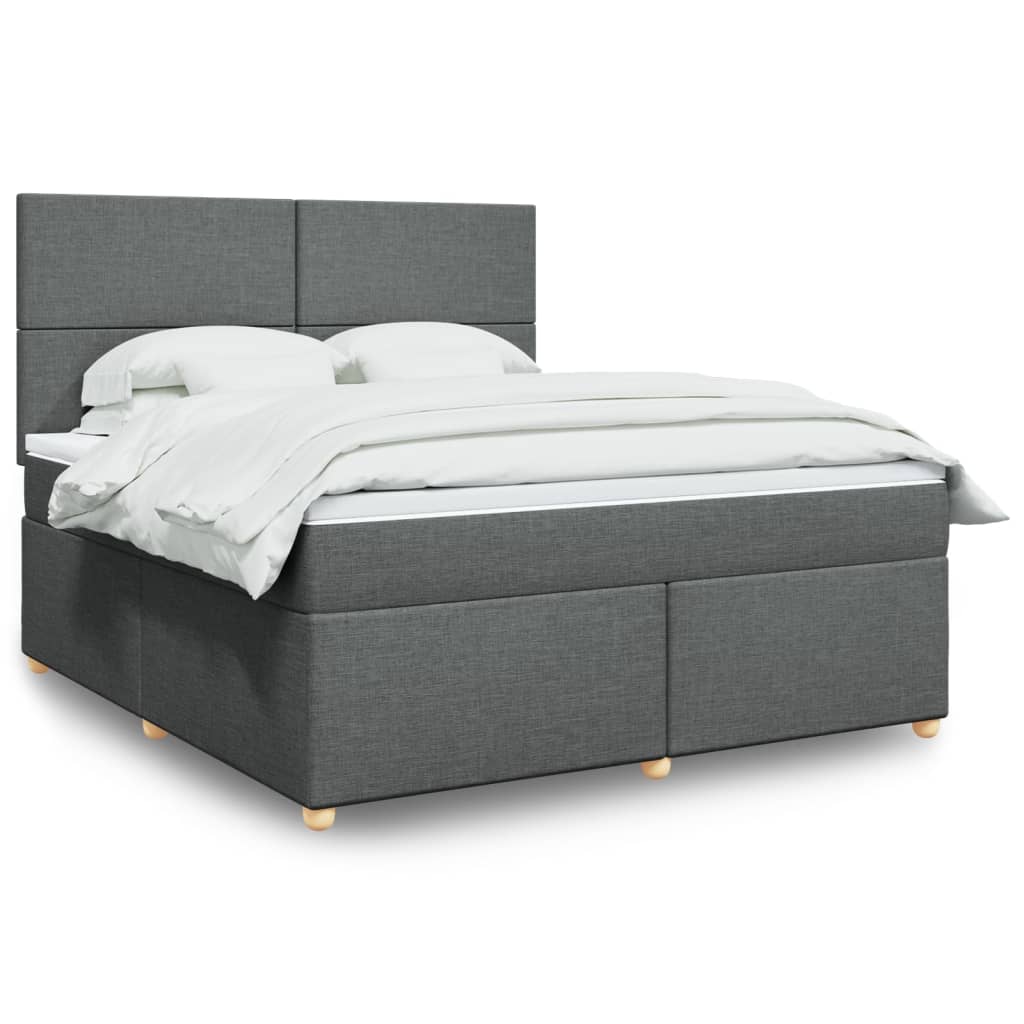 Giroletto a Molle con Materasso Grigio Scuro 180x200 cm Tessuto