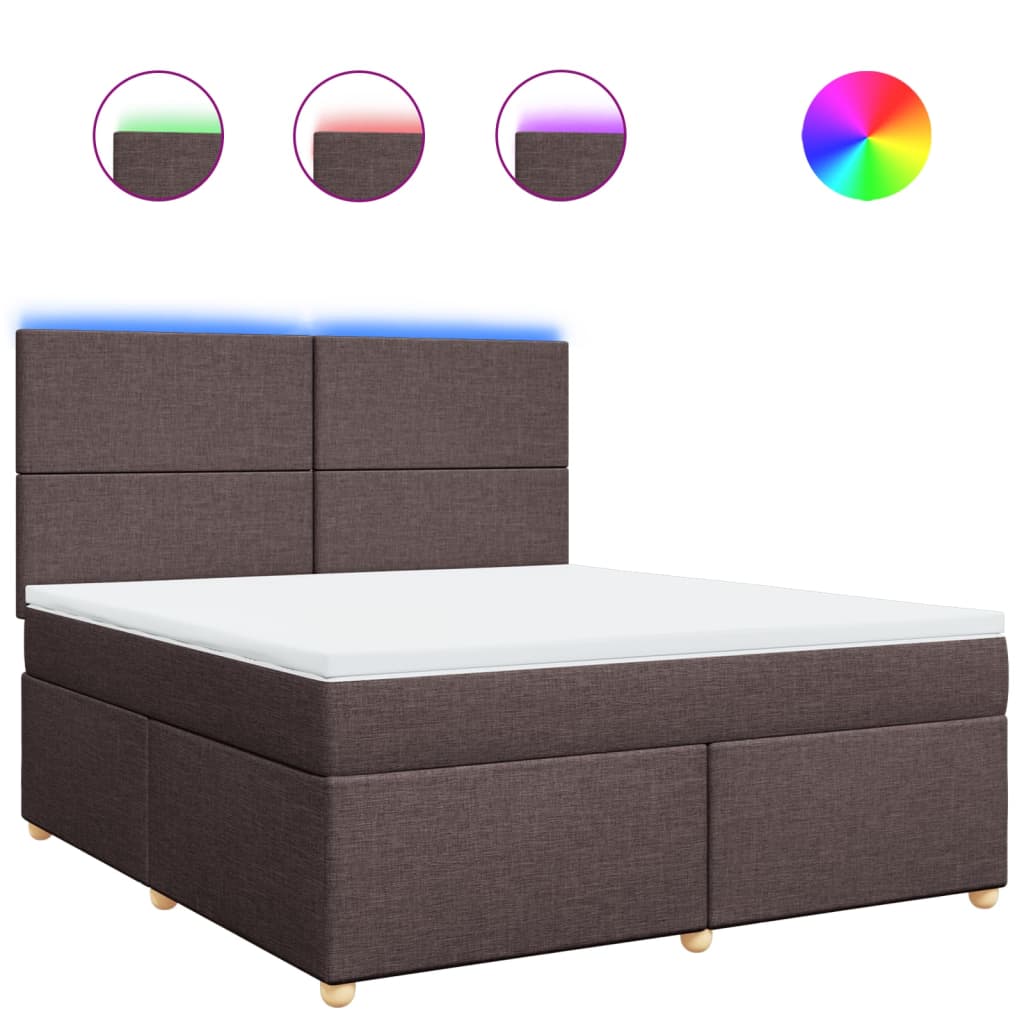 Giroletto a Molle con Materasso Marrone Scuro 180x200cm Tessuto | homemem39