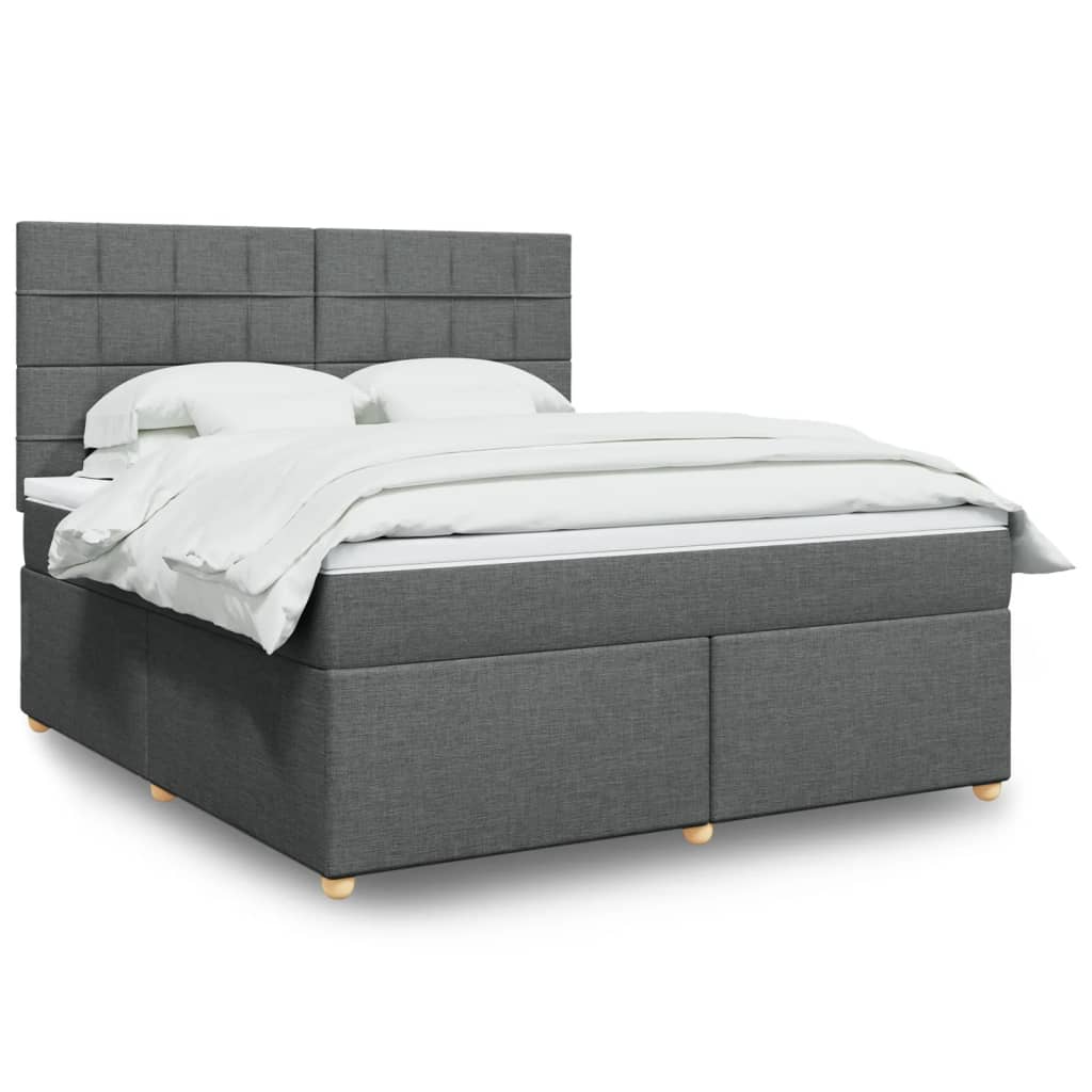 Giroletto a Molle con Materasso Grigio Scuro 180x200 cm Tessuto