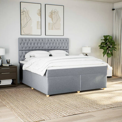 Giroletto a Molle con Materasso Grigio Chiaro180x200 cm Tessuto
