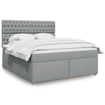 Giroletto a Molle con Materasso Grigio Chiaro180x200 cm Tessuto