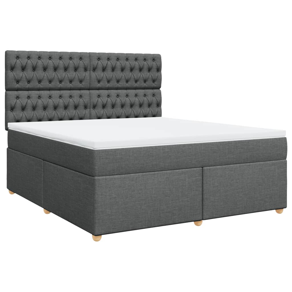 Giroletto a Molle con Materasso Grigio Scuro 180x200 cm Tessuto