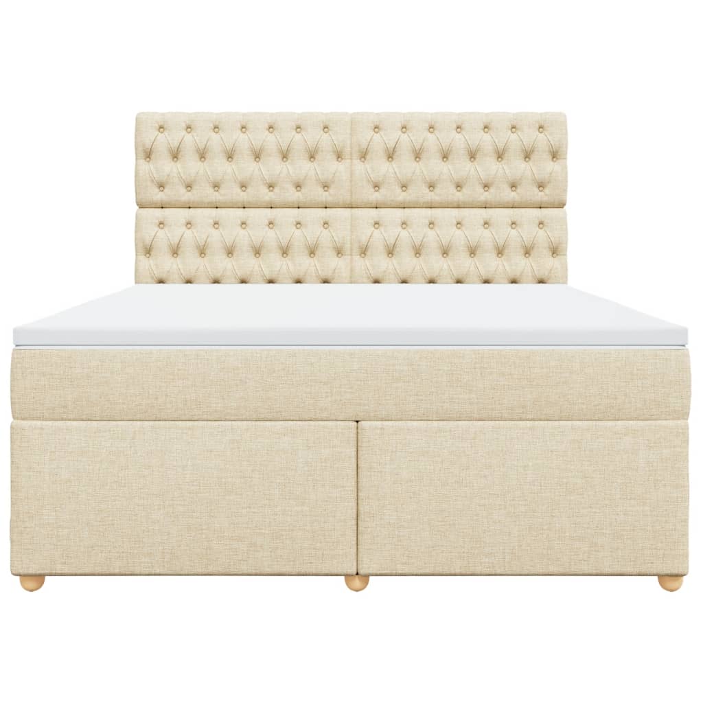 Giroletto a Molle con Materasso Crema 180x200 cm in Tessuto