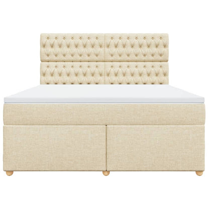 Giroletto a Molle con Materasso Crema 180x200 cm in Tessuto