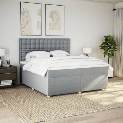 Giroletto a Molle con Materasso Grigio Chiaro180x200 cm Tessuto