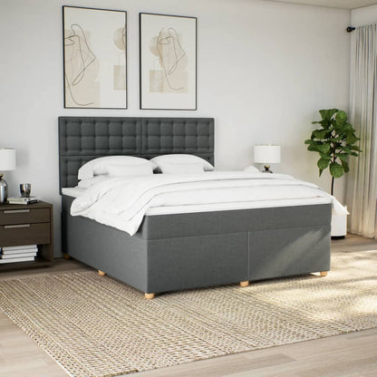 Giroletto a Molle con Materasso Grigio Scuro 180x200 cm Tessuto