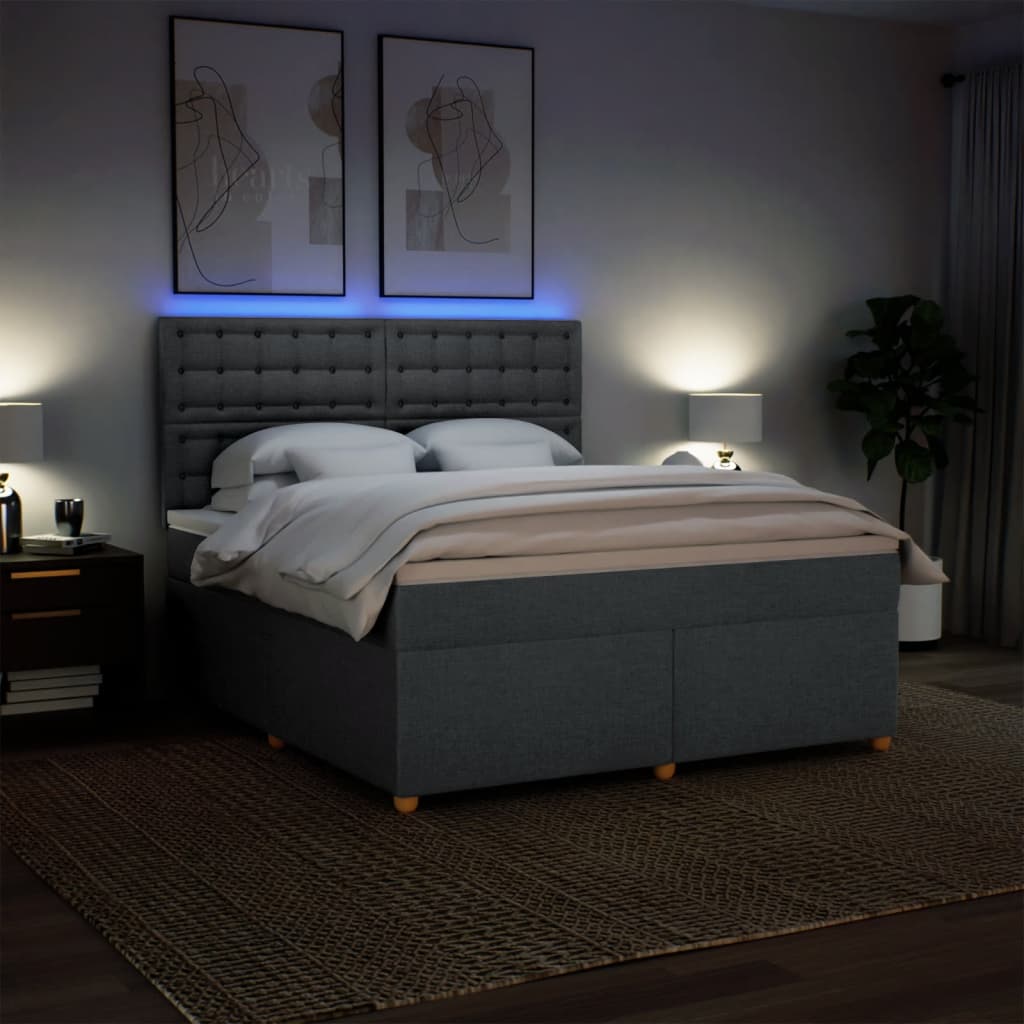 Giroletto a Molle con Materasso Grigio Scuro 180x200 cm Tessuto - homemem39