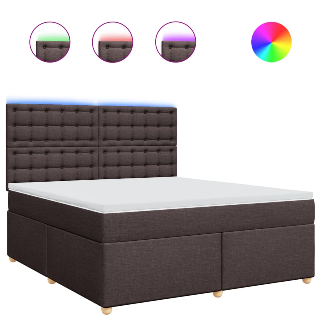 Giroletto a Molle con Materasso Marrone Scuro 180x200cm Tessuto | homemem39