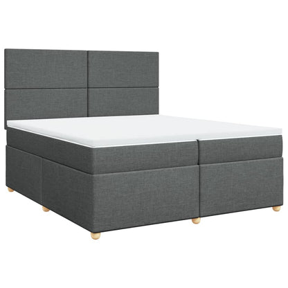 Giroletto a Molle con Materasso Grigio Scuro 200x200 cm Tessuto