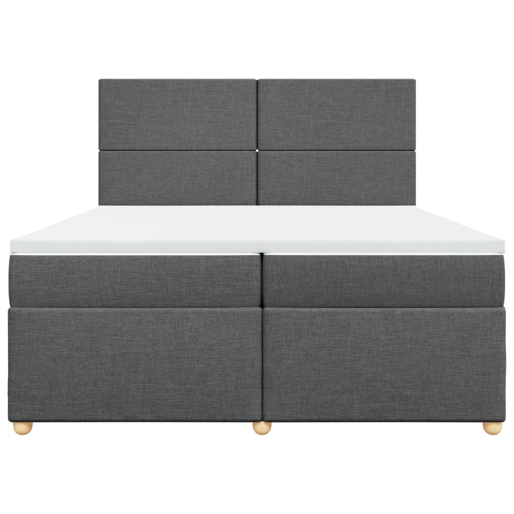 Giroletto a Molle con Materasso Grigio Scuro 200x200 cm Tessuto