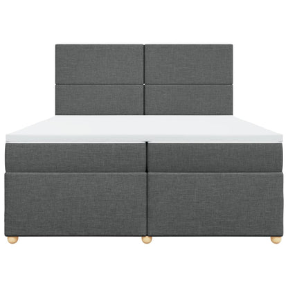 Giroletto a Molle con Materasso Grigio Scuro 200x200 cm Tessuto