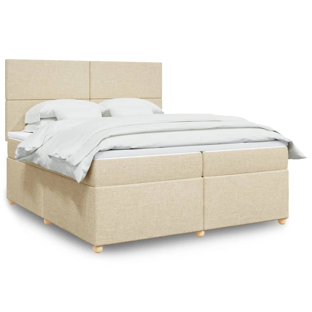Giroletto a Molle con Materasso Crema 200x200 cm in Tessuto