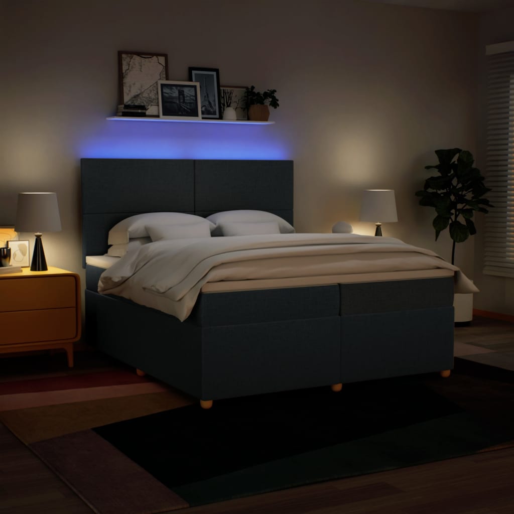 Giroletto a Molle con Materasso Blu 200x200 cm in Tessuto - homemem39