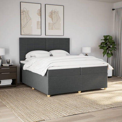 Giroletto a Molle con Materasso Grigio Scuro 200x200 cm Tessuto