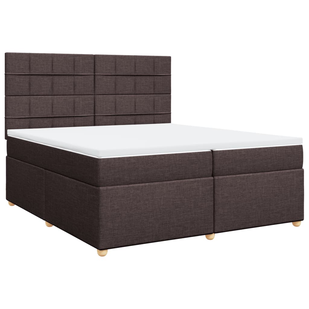 Giroletto a Molle con Materasso Marrone Scuro 200x200cm Tessuto
