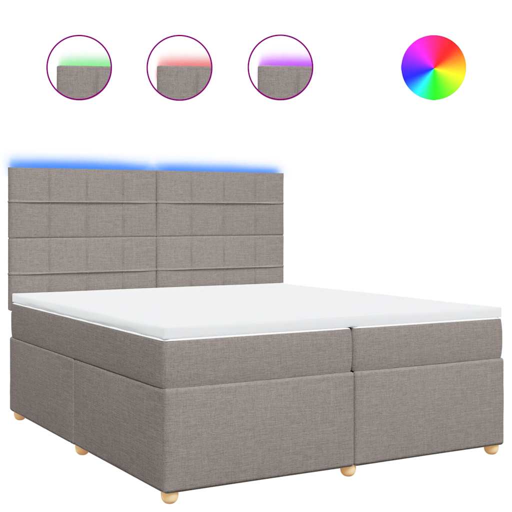 Giroletto a Molle con Materasso Tortora 200x200 cm in Tessuto | homemem39