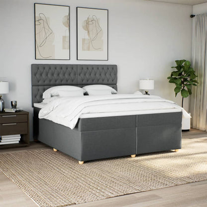 Giroletto a Molle con Materasso Grigio Scuro 200x200 cm Tessuto