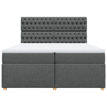 Giroletto a Molle con Materasso Grigio Scuro 200x200 cm Tessuto