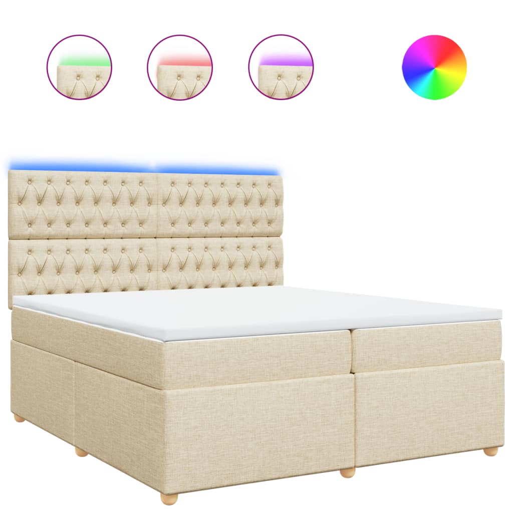 Giroletto a Molle con Materasso Crema 200x200 cm in Tessuto