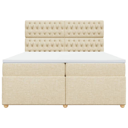Giroletto a Molle con Materasso Crema 200x200 cm in Tessuto