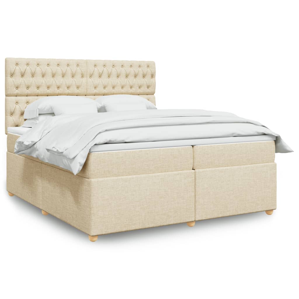 Giroletto a Molle con Materasso Crema 200x200 cm in Tessuto