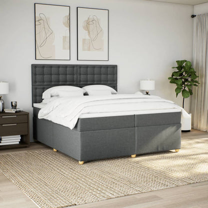 Giroletto a Molle con Materasso Grigio Scuro 200x200 cm Tessuto